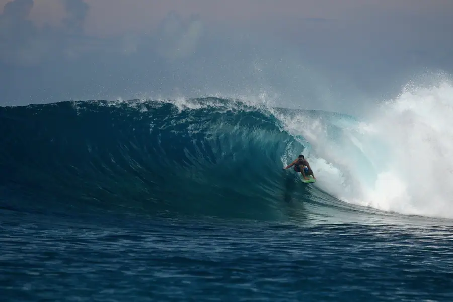 A surfer deep in the barrel at Rifles
